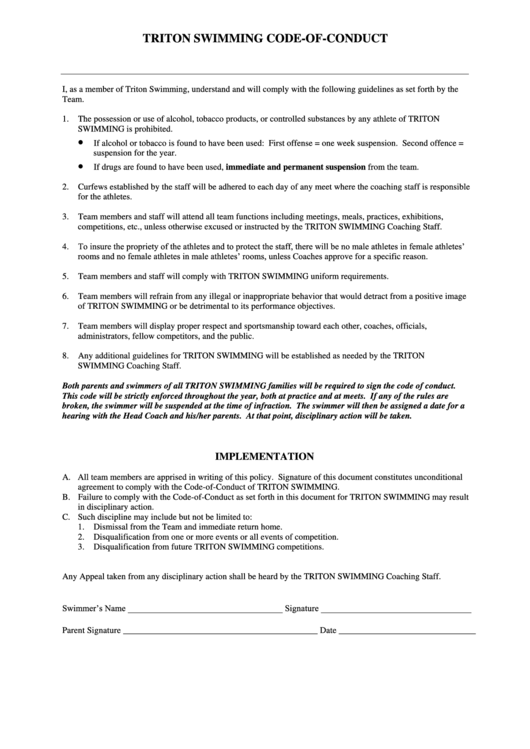 Triton Swimming Code-Of-Conduct Printable pdf