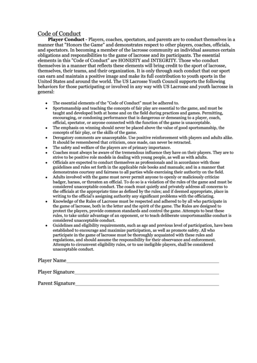 Code Of Conduct Printable pdf