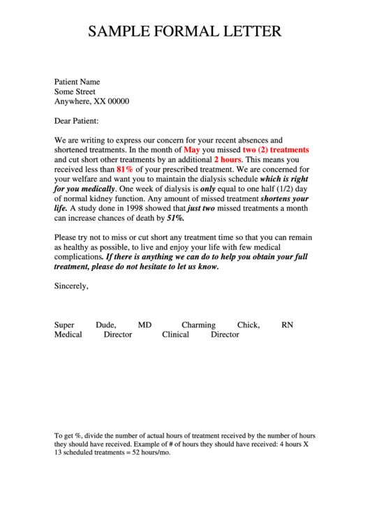 Sample Formal Letter Printable pdf