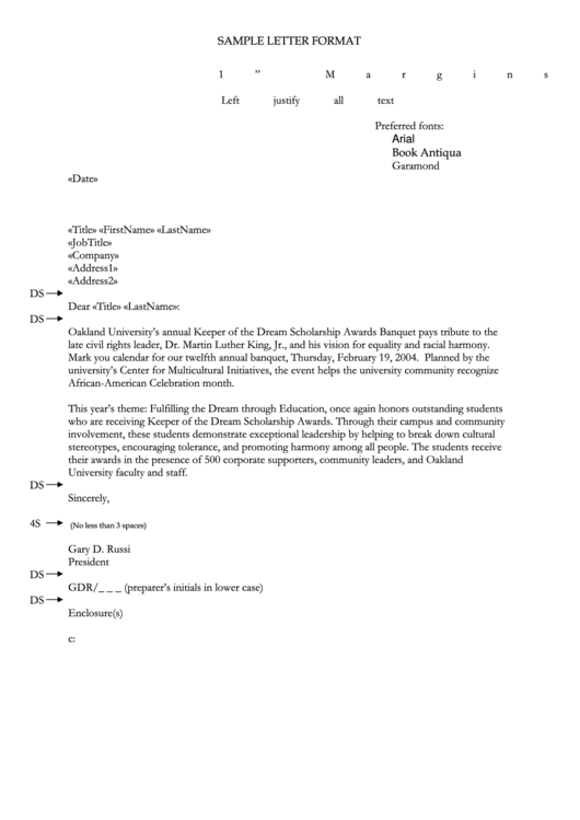 Sample Letter Format Printable pdf