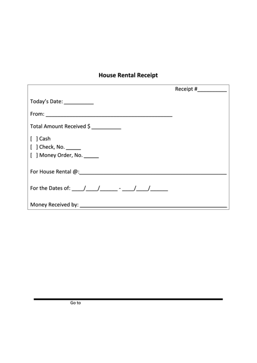 House Rental Receipt Printable pdf