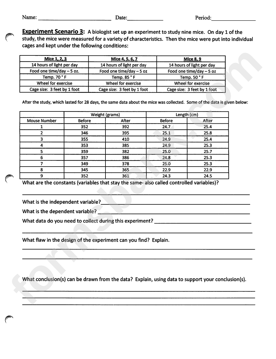 Scientific Method Worksheet