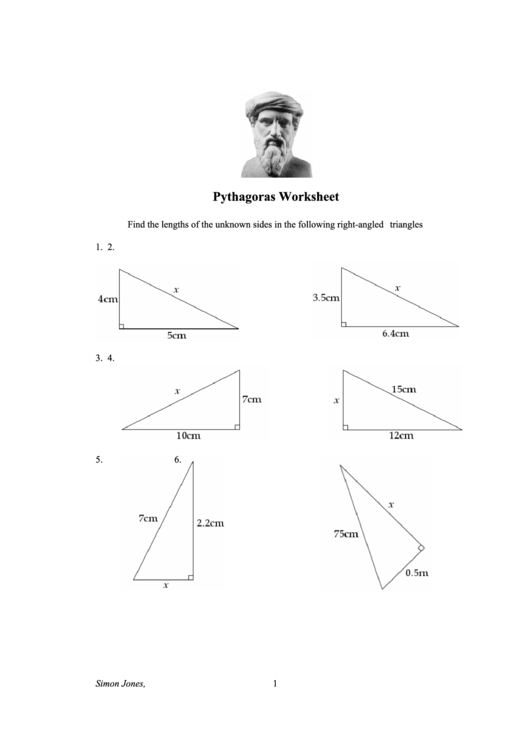 Pythagoras Worksheet Printable pdf