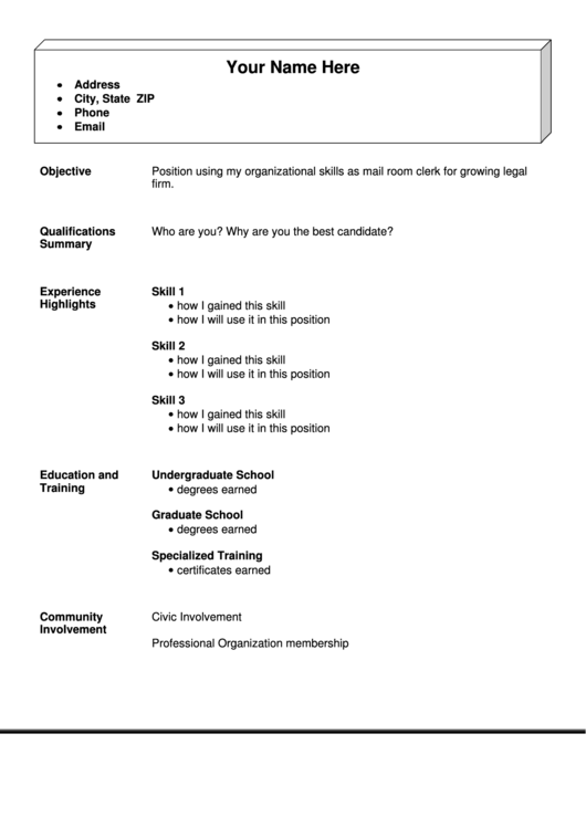 Functional Resume Template Printable pdf