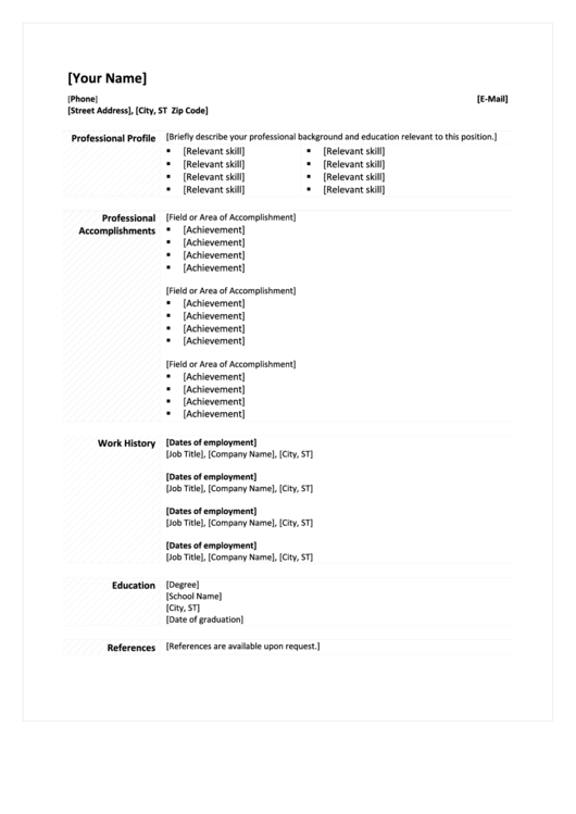 Functional Resume - Black Printable pdf