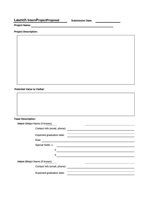 Intern Project Proposal Template Printable pdf