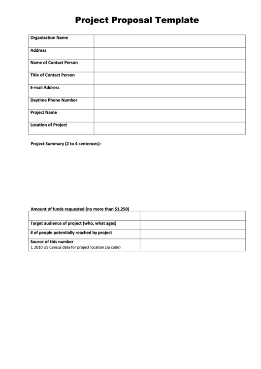 Fillable Project Proposal Template Printable pdf