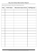Day Care Daily Observation Report Spreadsheet