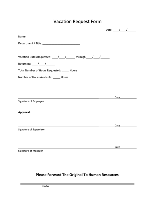 Vacation Request Form Printable pdf
