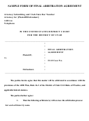 Sample Form Of Final Arbitration Agreement