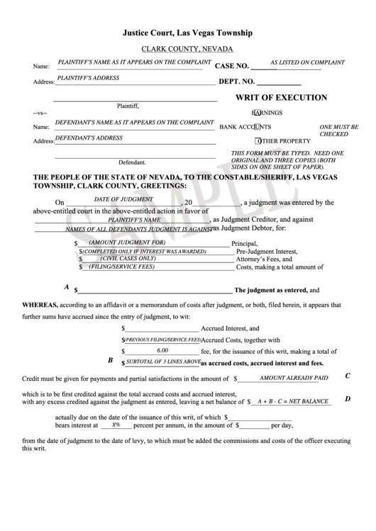 Notice Of Execution Before Judgment Printable pdf