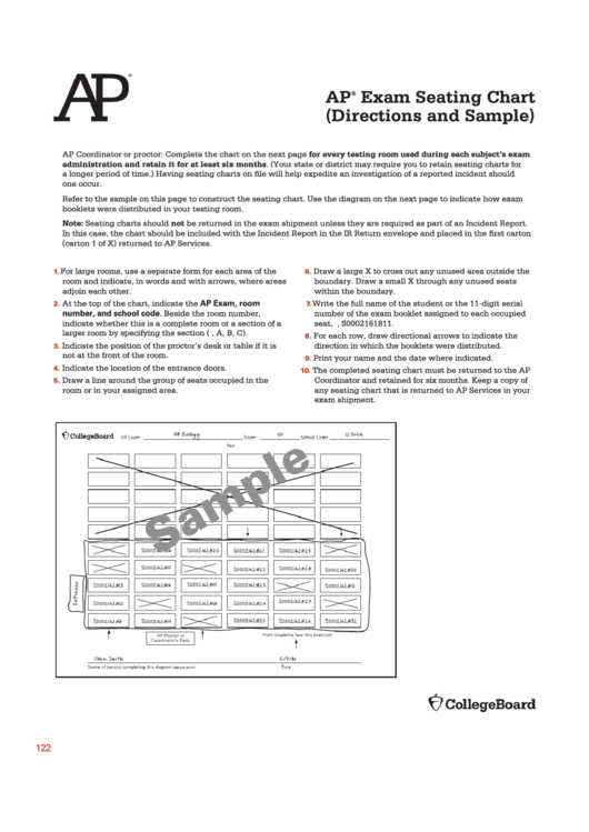Ap Exam Seating Chart (Directions And Sample) Printable pdf