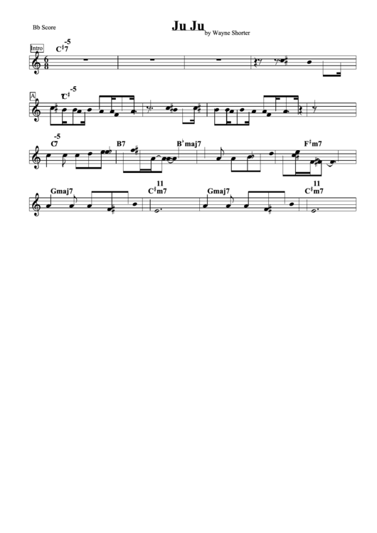Ju Ju By Wayne Shorter Sheet Music Printable pdf