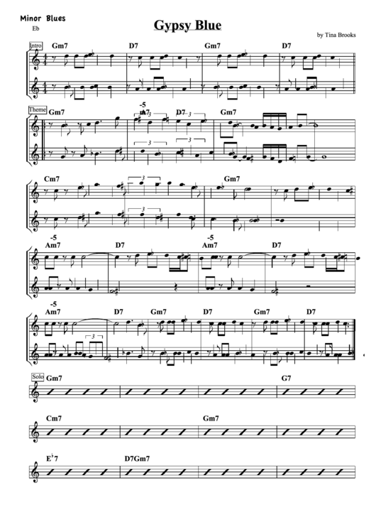 Gypsy Blue Sheet Music Printable pdf