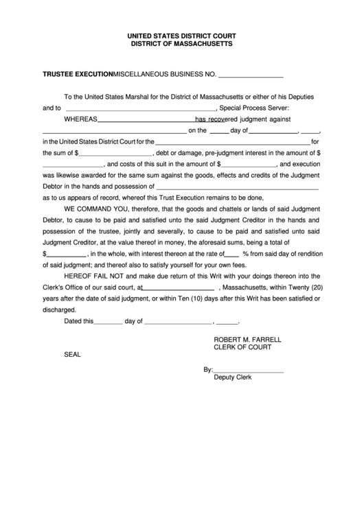 Fillable Trustee Execution printable pdf download