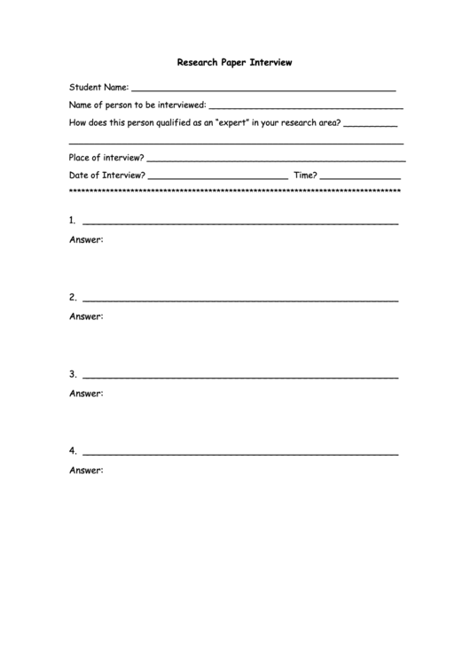 Research Paper Interview Printable pdf