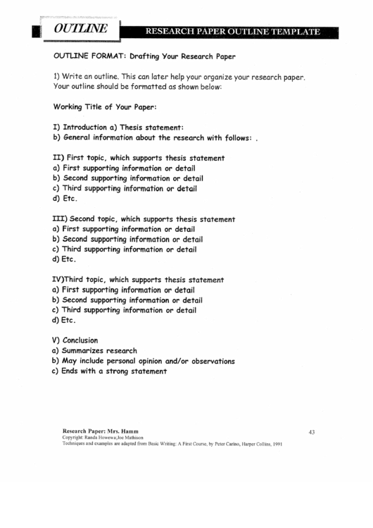 Research Paper Outline 4 Printable pdf