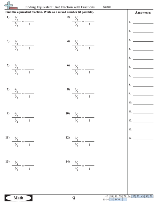 Finding Equivalent Unit Fraction With Fractions Worksheet Printable pdf