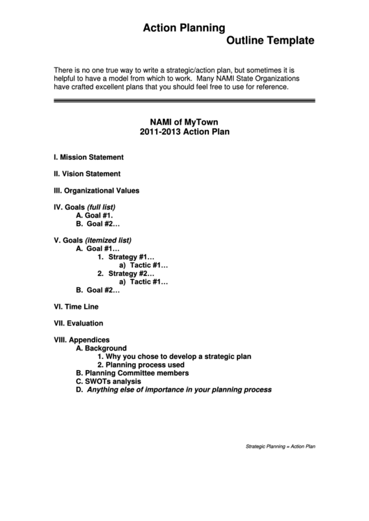 Action Planning Outline Template Printable pdf