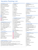 Vacation Packing List Template - Blue