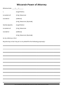 Power Of Attorney Form - Wisconsin Printable pdf