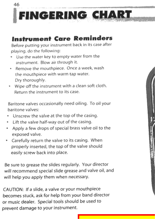 Fingering Chart Baritone Bc Printable pdf