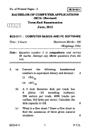 Bcs 011 Computer Basics And Pc Software June 2015 Exam Printable pdf
