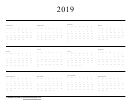2019 Yearly Calendar Template
