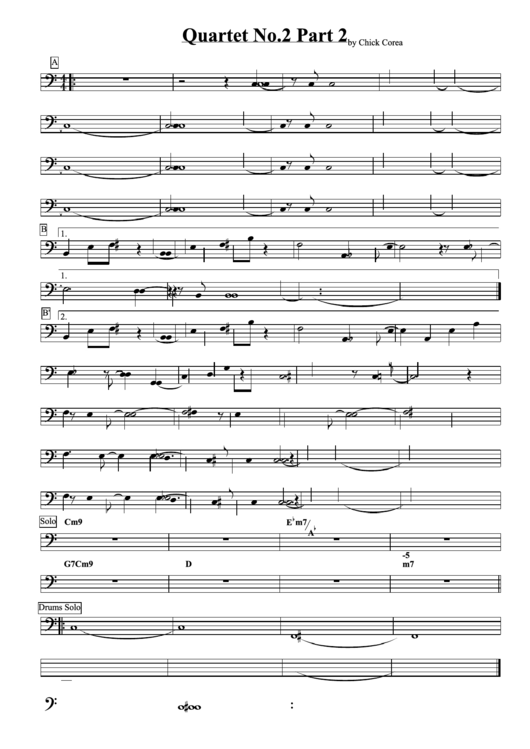 Quartet No.2 Part 2 Bass Sheet Music Printable pdf