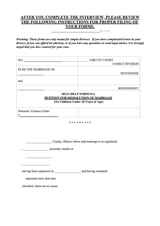 Petition For Dissolution Of Marriage Printable pdf