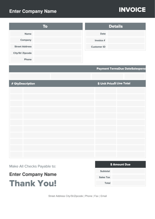 Catering Invoice Template - Gray