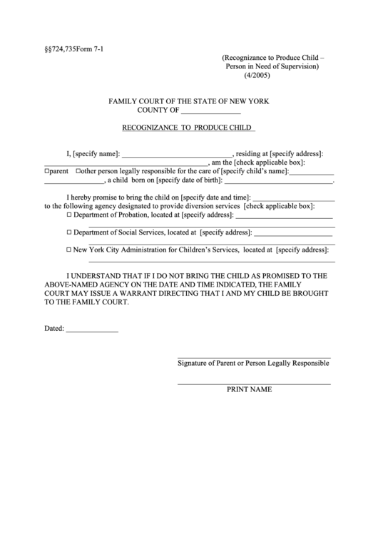 Family Court Of The State Of New York Printable pdf