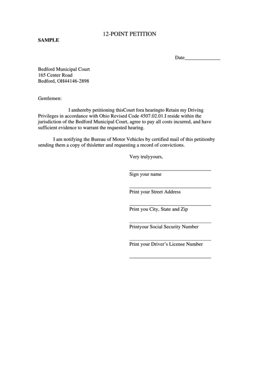 12-Point Petition Printable pdf