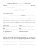 Fillable Form 2.0 - Application To Probate Will Printable pdf