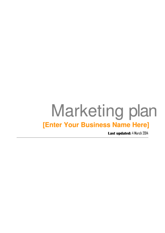 Marketing Plan Template Printable pdf