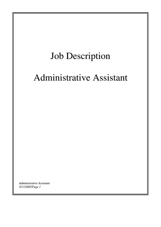 Administrative Assistant Job Description Template