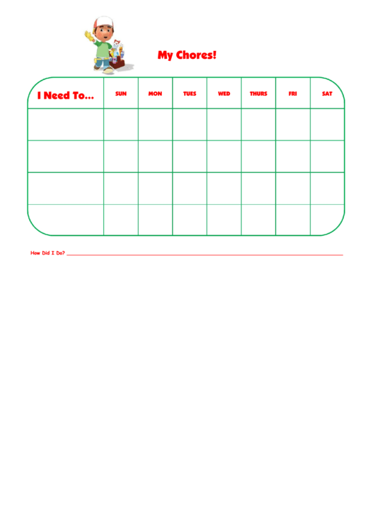 Handy Manny Weekly Chore Chart For Kids Printable pdf