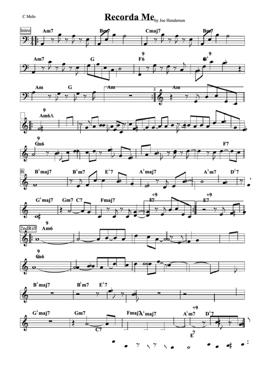 Recorda Me Sheet Music (By Joe Henderson) Printable pdf
