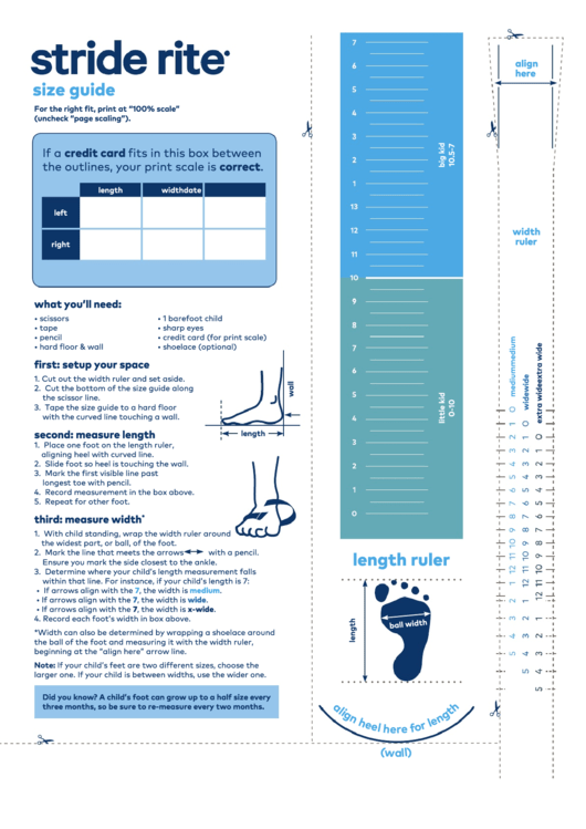 Stride Rite Shoe Size Chart Printable pdf