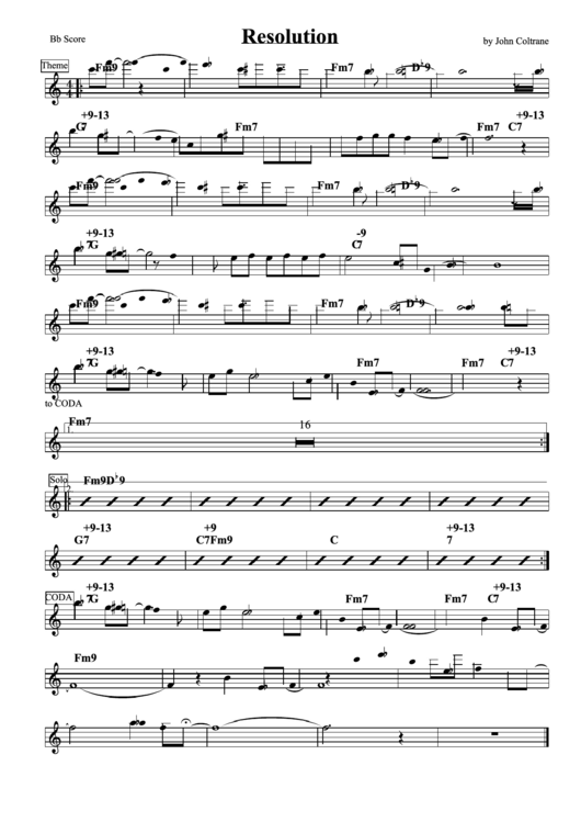 Resolution Sheet Music Printable pdf