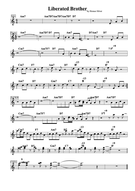 Liberated Brother By Horace Silver Printable pdf
