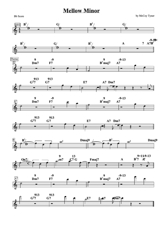 Mellow Minor Bb Score By Mccoy Tyner Printable pdf