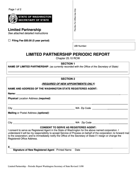 Fillable Limited Partnership Periodic Report Form - Washington Secretary Of State Printable pdf