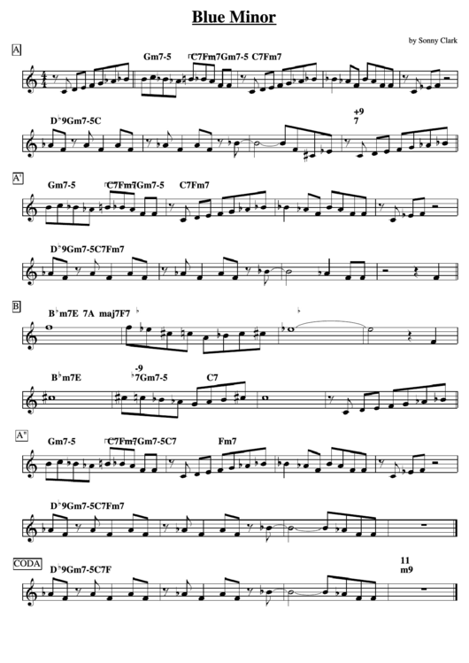 Blue Minor By Sonny Clark Sheet Music Printable pdf
