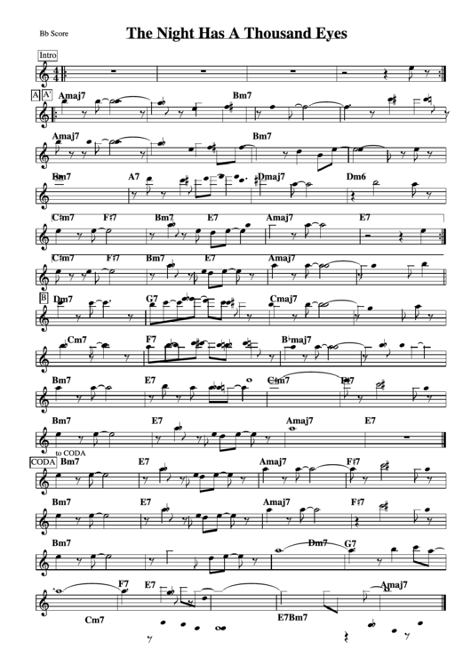 The Night Has A Thousand Eyes Sheet Music Printable Pdf Download