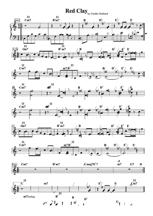 Red Clay By Freddie Hubbard Sheet Music Printable pdf