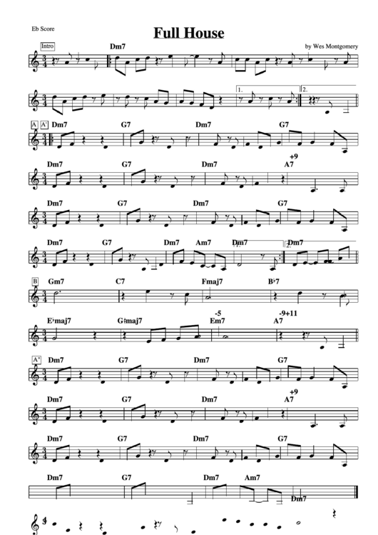 Full House By Wes Montgomery Sheet Music Printable pdf