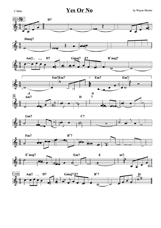 Yes Or No - Wayne Shorter Printable pdf