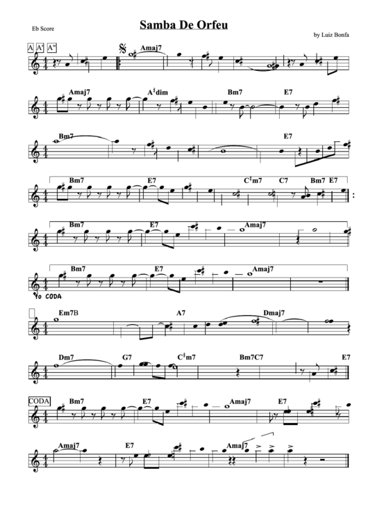 Samba De Orfeu By Luiz Bonfa Sheet Music Printable pdf