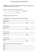 Fillable Nevada Sublease Agreement Template Printable pdf